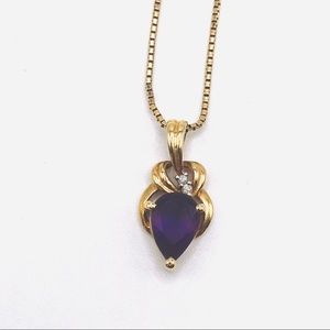 Amethyst and Diamond 14K Necklace Stamped CEI